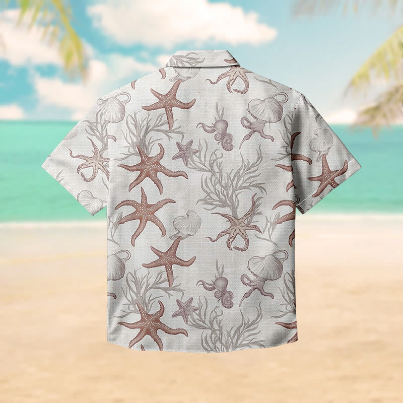 100% Cotton Starfish And Jellyfish Print Short Sleeve Shirt - image 2