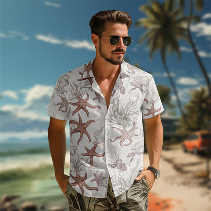 100% Cotton Starfish And Jellyfish Print Short Sleeve Shirt - image 4