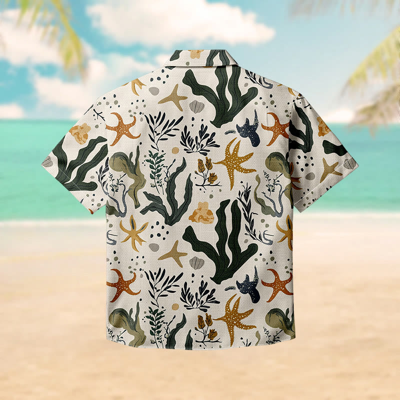 100% Cotton Colorful Marine Life Print Short Sleeve Shirt - image 2