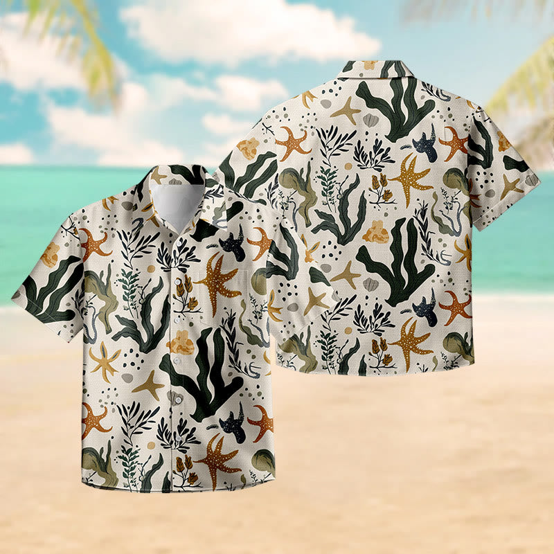 100% Cotton Colorful Marine Life Print Short Sleeve Shirt - image 3