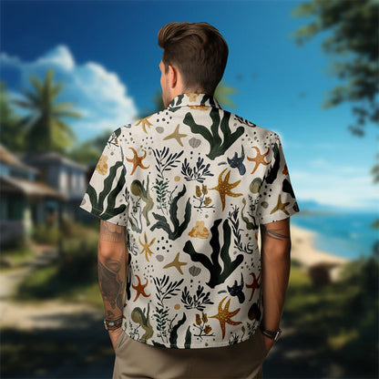 100% Cotton Colorful Marine Life Print Short Sleeve Shirt - image 5