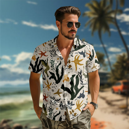 100% Cotton Colorful Marine Life Print Short Sleeve Shirt - image 4