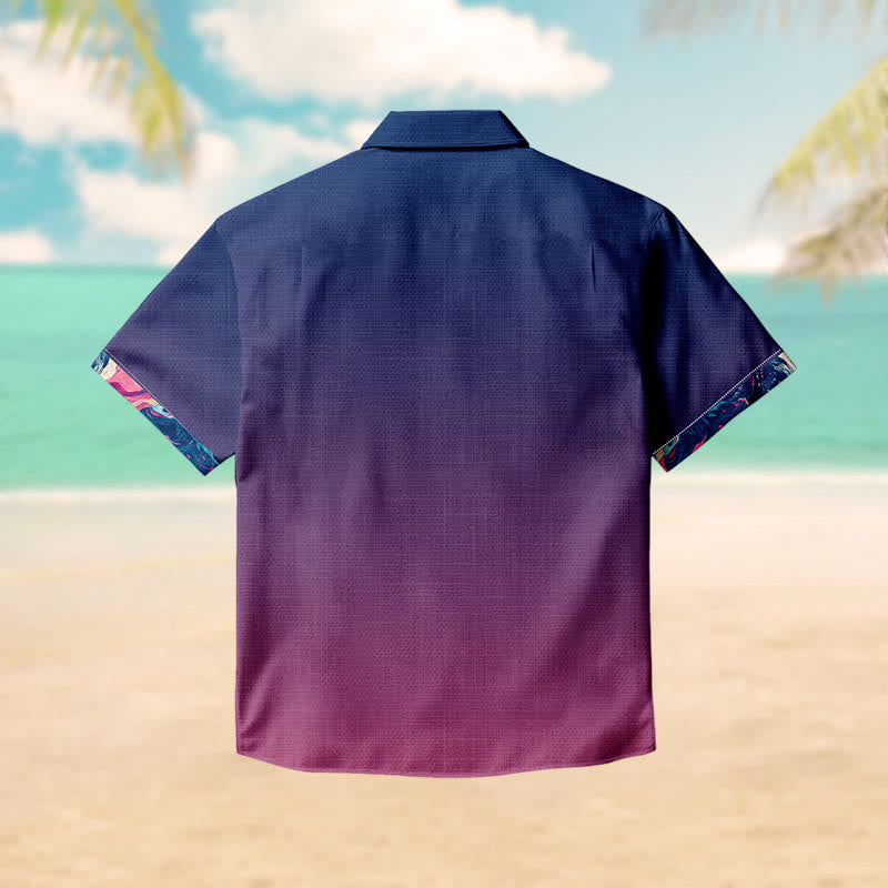 100% Cotton Ombre Aurora Print Short Sleeve Shirt - image 2