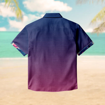100% Cotton Ombre Aurora Print Short Sleeve Shirt - image 2