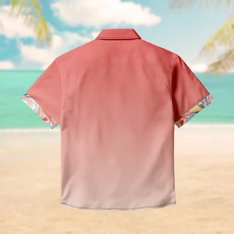 100% Cotton Ombre Simple Color Print Short Sleeve Shirt - image 2