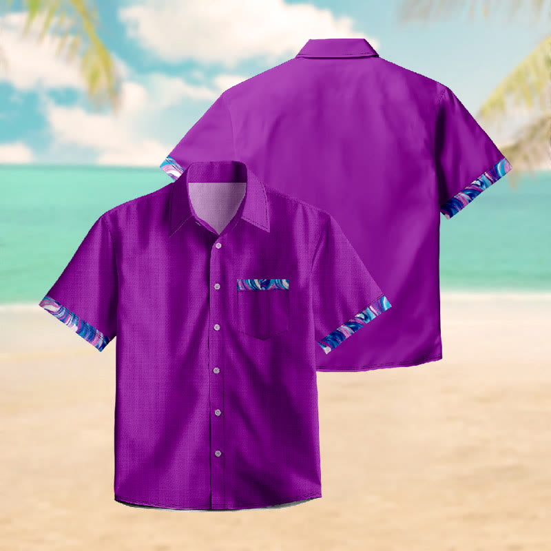 100% Cotton Royal Purple Print Short Sleeve Shirt - image 3
