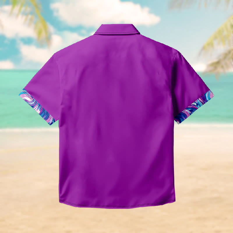 100% Cotton Royal Purple Print Short Sleeve Shirt - image 2