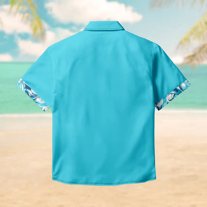 100% Cotton Tropical Solid Color Print Short Sleeve Shirt - image 2
