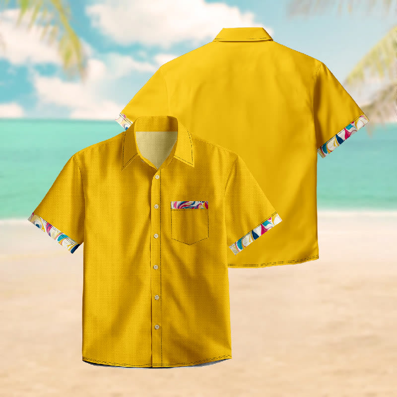 100% Cotton Sunny Yellow Print Short Sleeve Shirt - image 3