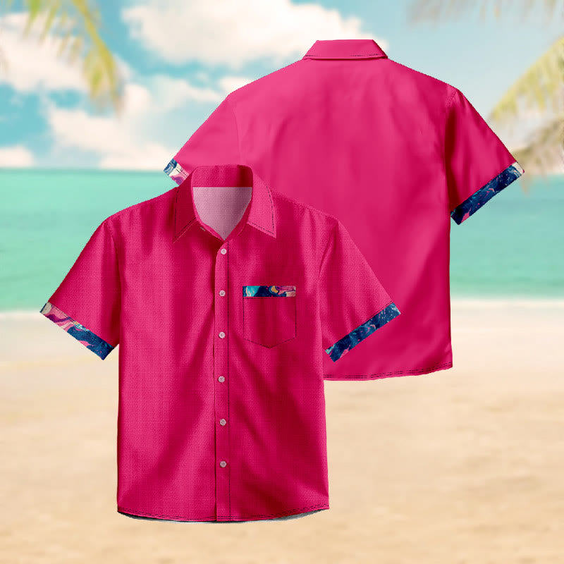 100% Cotton Vibrant Simple Color Art Print Short Sleeve Shirt - image 3