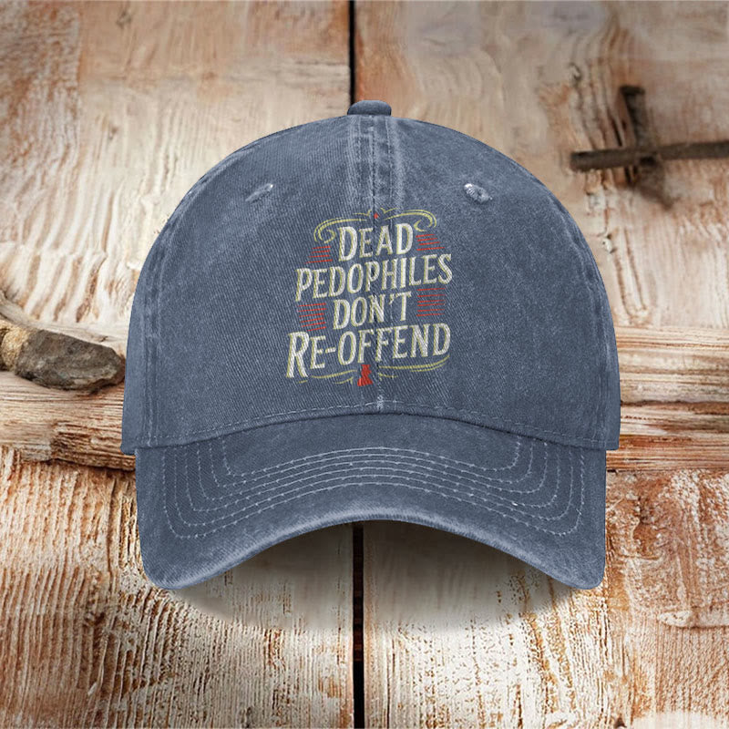 Unisex Dead Pedophiles Don't Re-offend  Print Washed Cap - Blue - one size - image 3