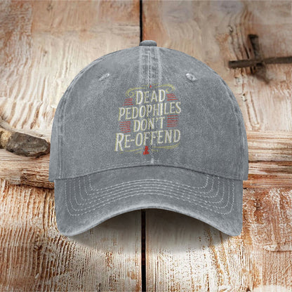 Unisex Dead Pedophiles Don't Re-offend  Print Washed Cap - Grey - one size - image 2