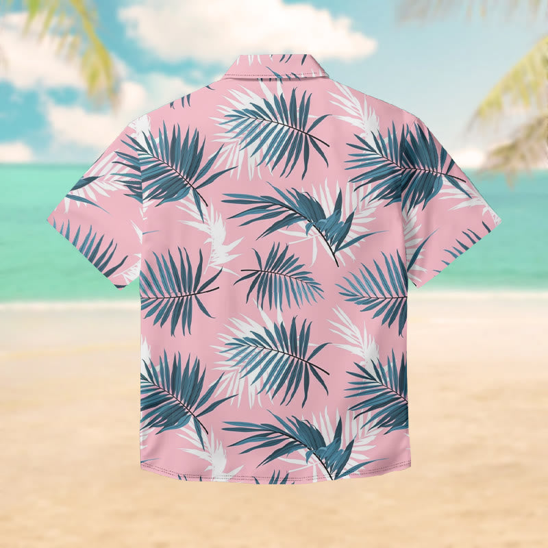 100% Cotton Summer Coconut Tree Leaf Pattern Print Short Sleeve Shirt - image 2