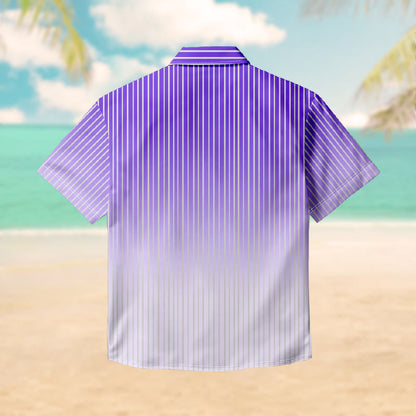 100% Cotton Ombre Purple Striped Print Short Sleeve Shirt - image 2