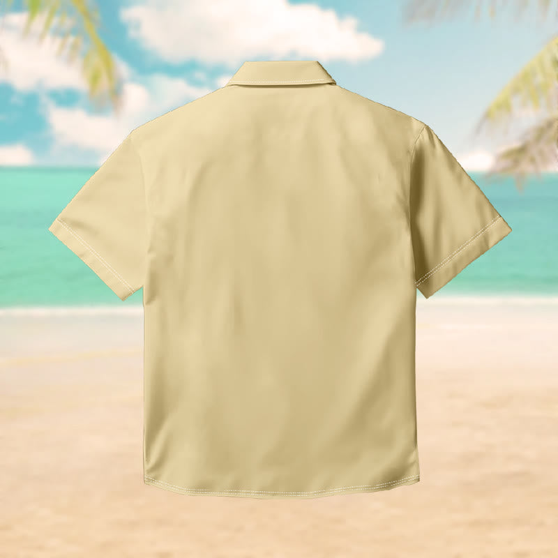 100% Cotton Tropical Palm Wavy Hawaiian Print Short Sleeve Shirt - image 2