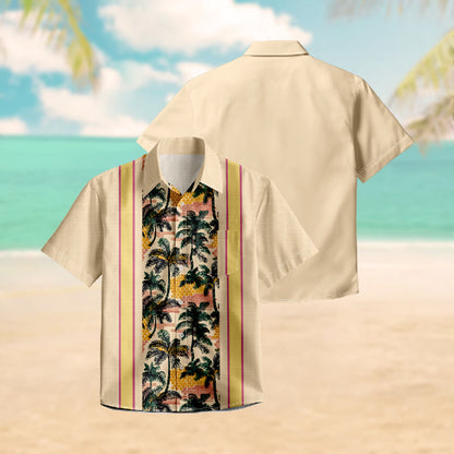 100% Cotton Summer Sunset Palm Hawaiian Print Short Sleeve Shirt - image 3