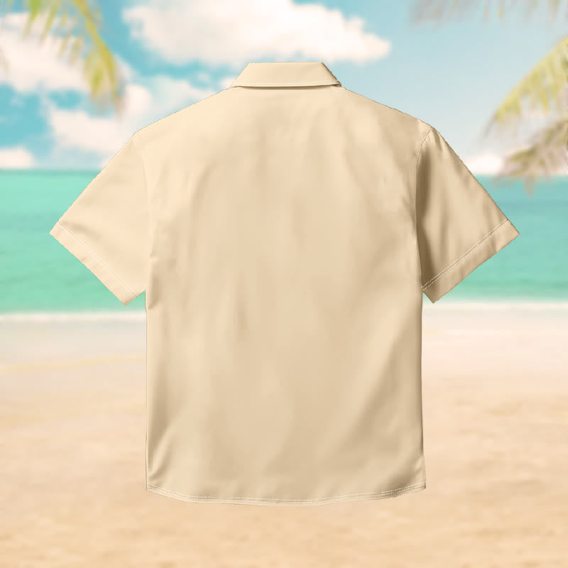100% Cotton Summer Sunset Palm Hawaiian Print Short Sleeve Shirt - image 2