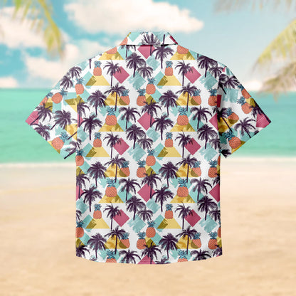 100% Cotton Multicolor Pineapple & Palm Trees Print Short Sleeve Shirt - image 2