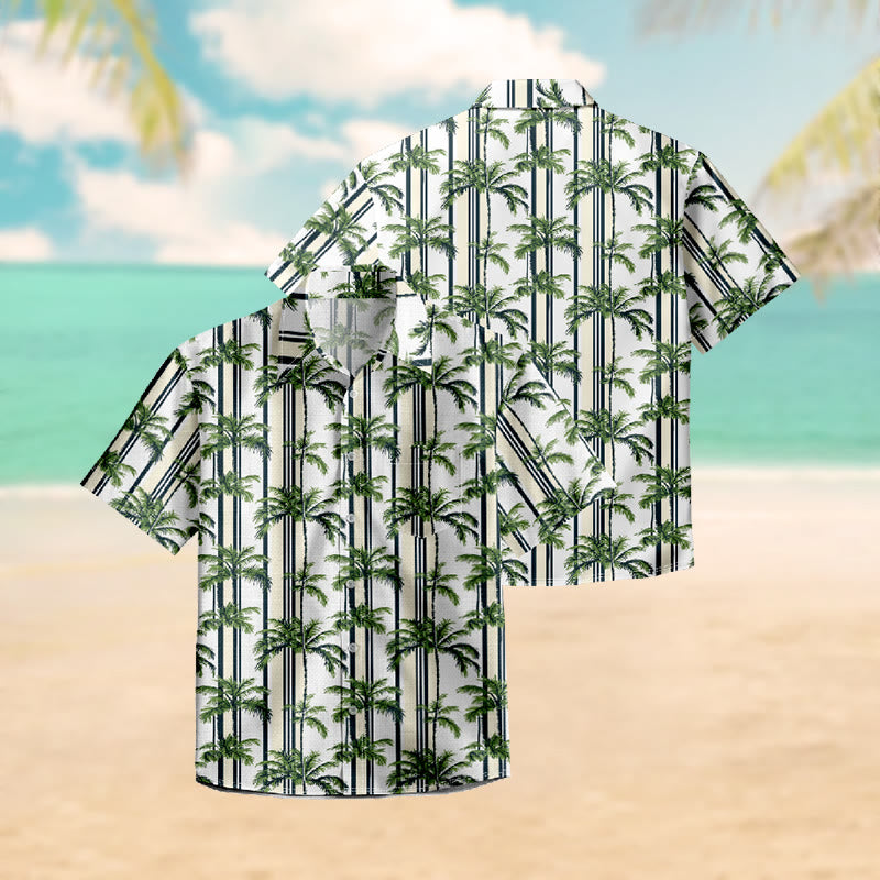 100% Cotton Fashion Tropical Palm Hawaiian Print Short Sleeve Shirt - image 3