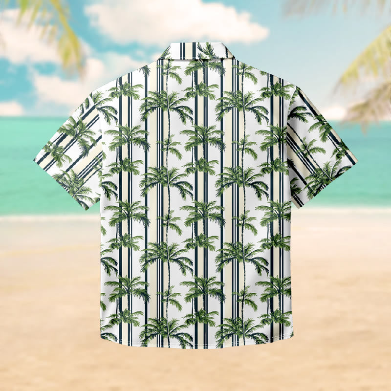 100% Cotton Fashion Tropical Palm Hawaiian Print Short Sleeve Shirt - image 2
