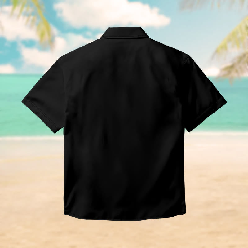 100% Cotton Mystical Contrast Dark Palm Trees Print Short Sleeve Shirt - image 2
