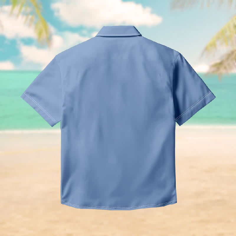 100% Cotton Tropical Sunset & Palm Tree Print Short Sleeve Shirt - image 2