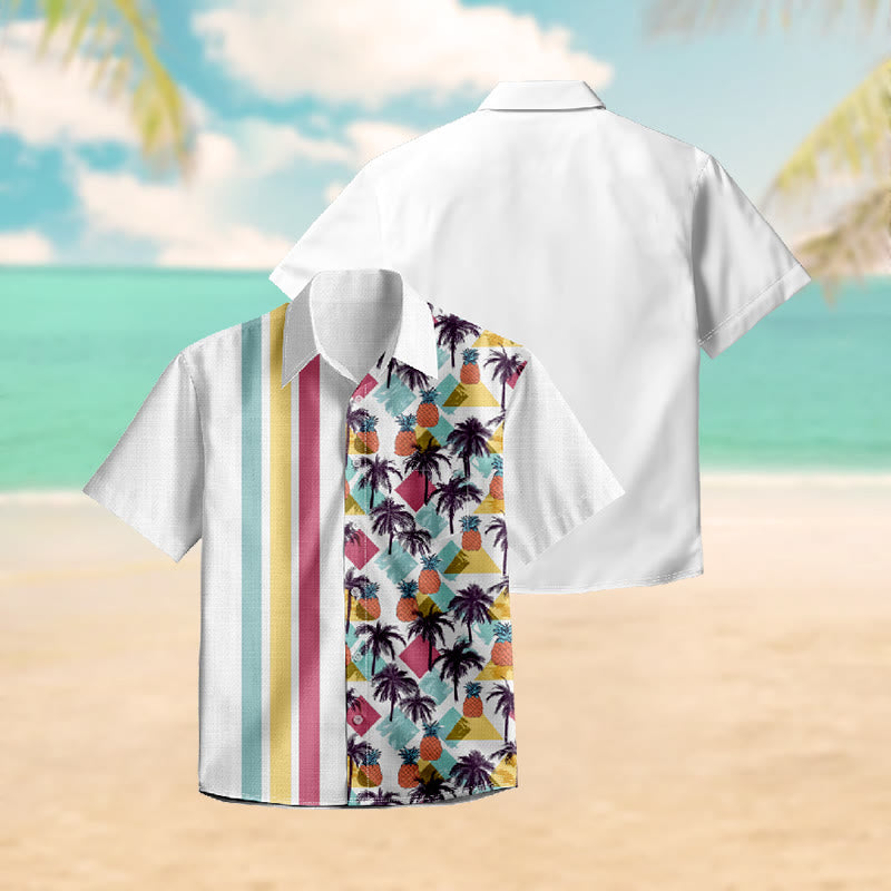 100% Cotton Rainbow Pineapple Palm Print Short Sleeve Shirt - image 3