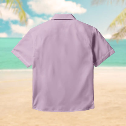 100% Cotton Retro Striped Sunset Palm Trees Print Short Sleeve Shirt - image 2