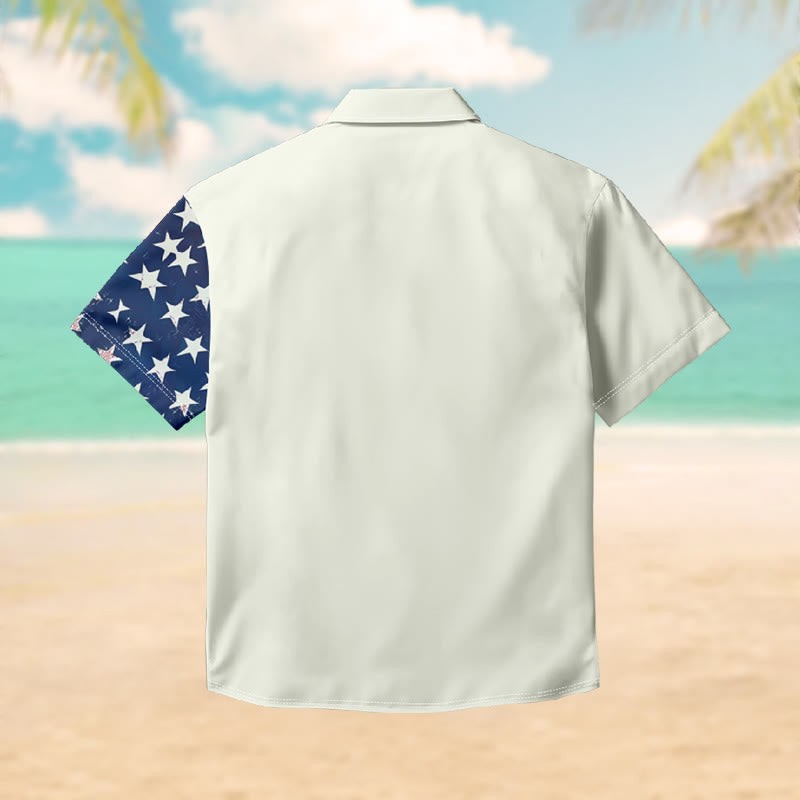 100% Cotton American Flag Graffiti Print Short Sleeve Shirt - image 2
