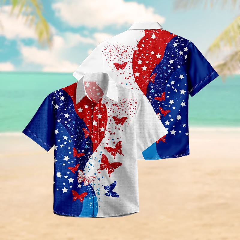 100% Cotton Butterfly & Stars Print Short Sleeve Shirt - image 2