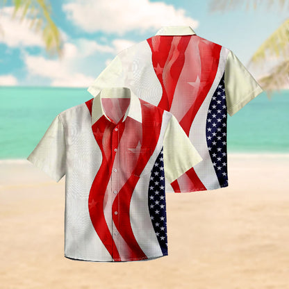 100% Cotton Retro Waving Flag Print Short Sleeve Shirt - image 3