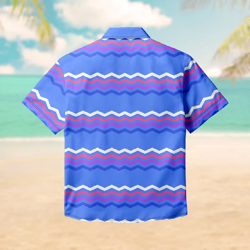 100% Cotton Tropical Waves & Leaves Art Print Short Sleeve Shirt - image 2