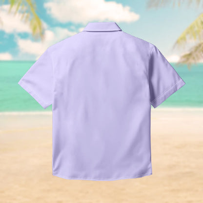 100% Cotton Purple Palm Tree Leaves Art Print Short Sleeve Shirt - image 2