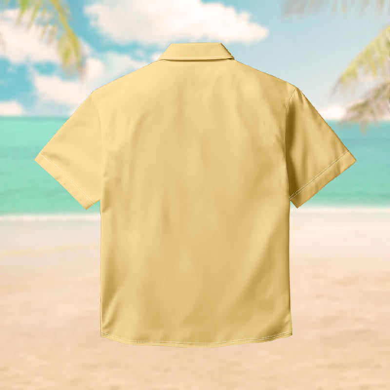 100% Cotton Summer Beach Tree Leaf Print Short Sleeve Shirt - image 2