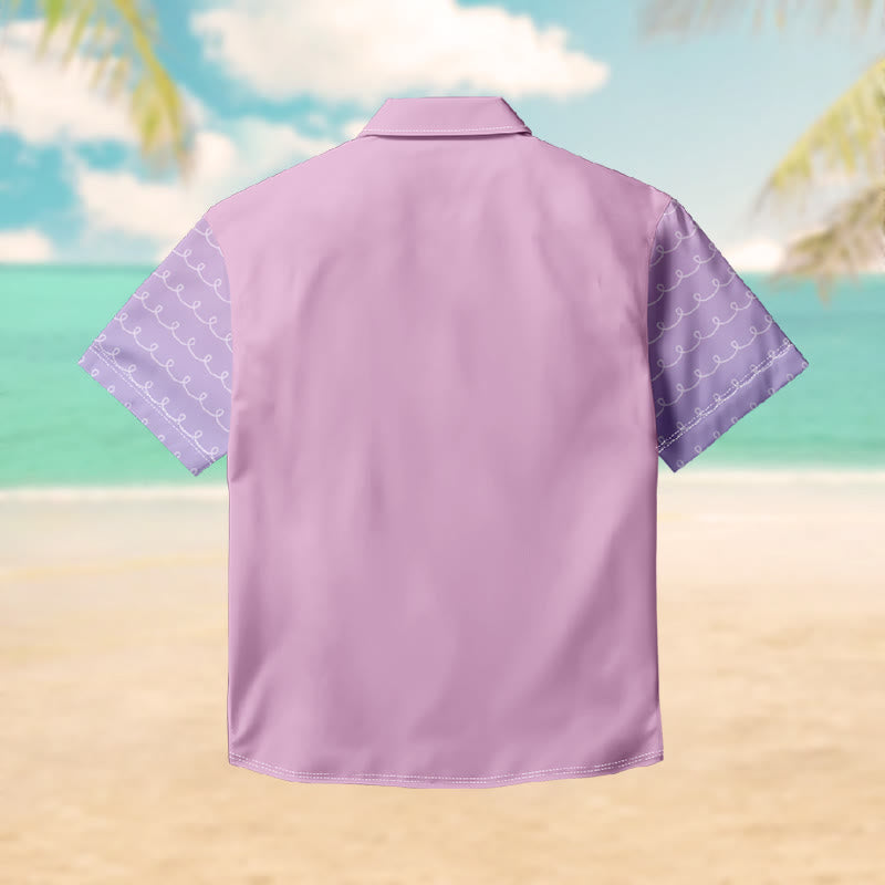 100% Cotton Romantic Lavender Palm Art Print Short Sleeve Shirt - image 2