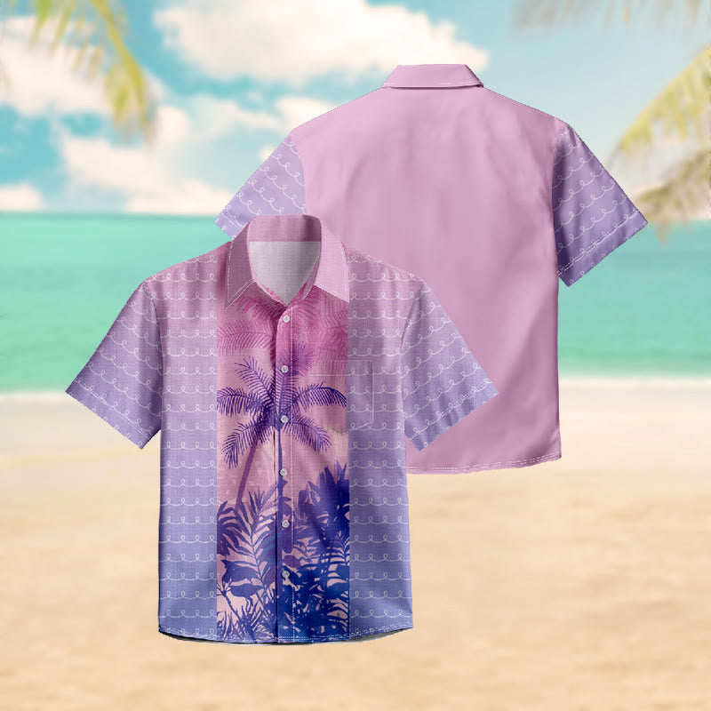 100% Cotton Romantic Lavender Palm Art Print Short Sleeve Shirt - image 3