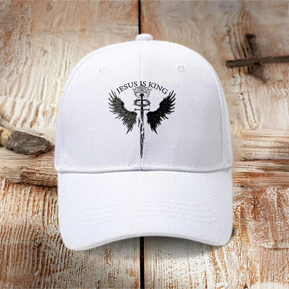 100% Cotton JESUS IS KING Print Cap - White - one size - image 1