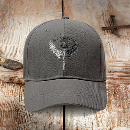 100% Cotton JESUS IS KING Print Cap - Grey - one size - image 2