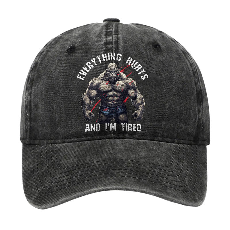 Everything Hurts And I'm Tired Vintage Print Cap - Black - one size - image 2