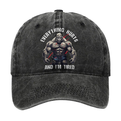 Everything Hurts And I'm Tired Vintage Print Cap - Black - one size - image 2