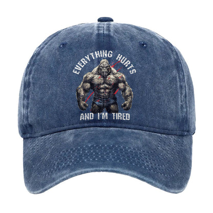 Everything Hurts And I'm Tired Vintage Print Cap - Blue - one size - image 3