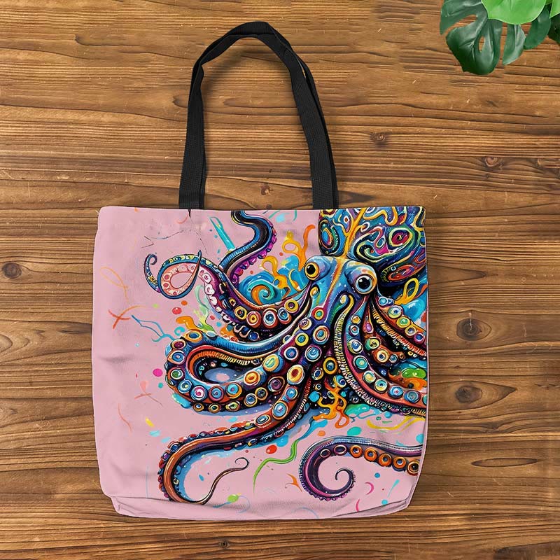 Vintage Rainbow Octopus Art Print Bag - Pink - one size - image 9