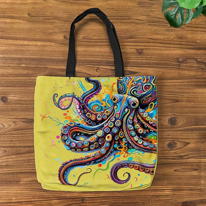 Vintage Rainbow Octopus Art Print Bag - Yellow - one size - image 7