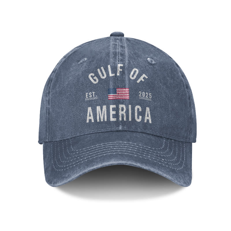 Gulf Of America Print Washed Cap - Blue - one size - image 5