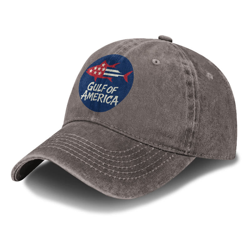 Gulf Of America Flag Fish Print Washed Cap - image 6