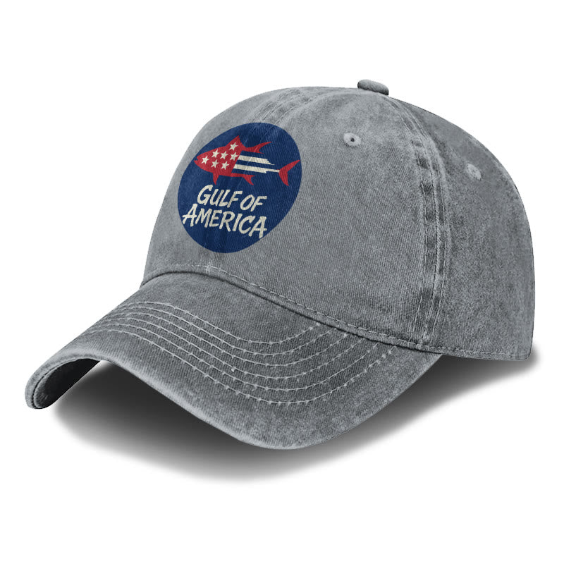 Gulf Of America Flag Fish Print Washed Cap - image 10