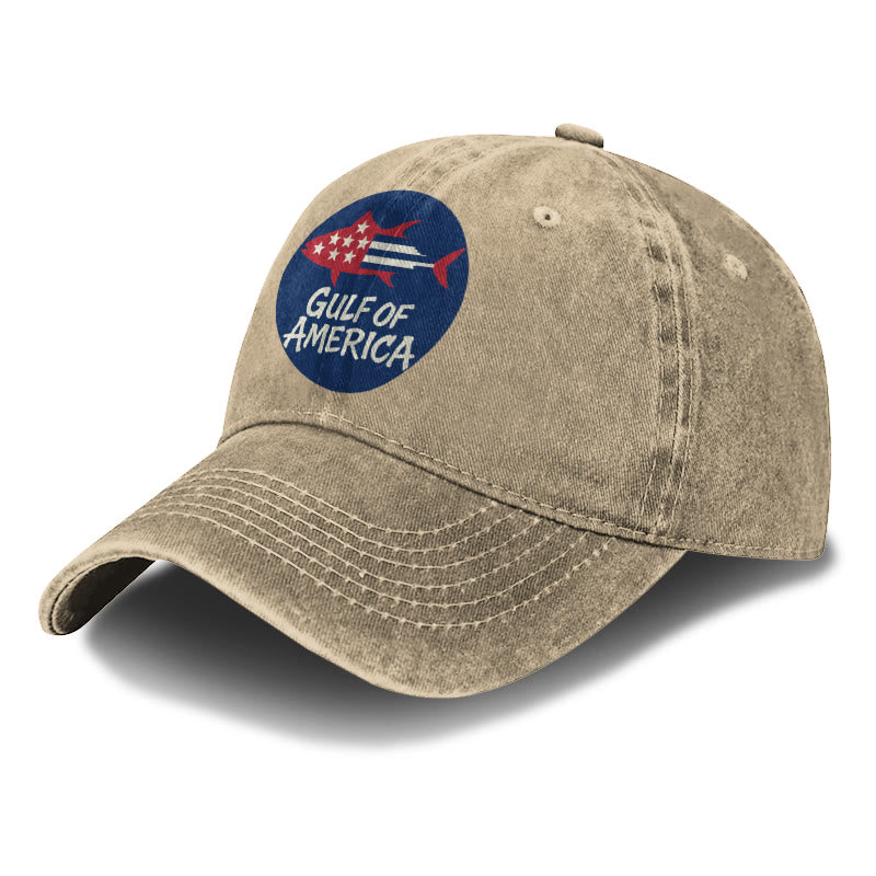 Gulf Of America Flag Fish Print Washed Cap - image 4