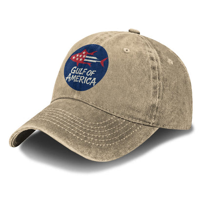 Gulf Of America Flag Fish Print Washed Cap - image 4
