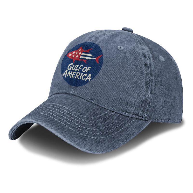 Gulf Of America Flag Fish Print Washed Cap - image 8