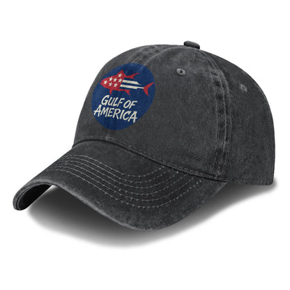 Gulf Of America Flag Fish Print Washed Cap - image 2